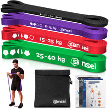 Carica l'immagine nel visualizzatore di Gallery, SENSEI Set Elastici Fitness per Allenamento e Trazioni – Bande Elastiche Palestra in Lattice Naturale Antistrappo – Con 