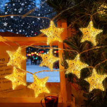 Carica l'immagine nel visualizzatore di Gallery, Stringa Di Rattan Stella,Catena Luminosa Decorativa in Rattan,LED Catena Luminosa,Luci Esterno Natale,per Natale Matrimo