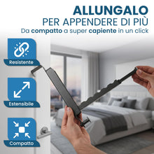 Carica l'immagine nel visualizzatore di Gallery, Generico Appendiabiti da Porta Estensibile Senza Forare Salvaspazio Compatibile Porte fino a 4,5 cm - Nero