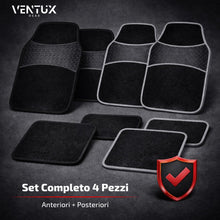 Carica l'immagine nel visualizzatore di Gallery, Set 4 Tappetini Auto Universali in Moquette Antiscivolo || Colore Nero || Anteriori e Posteriori || Protezione Interni A