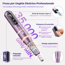Carica l'immagine nel visualizzatore di Gallery, Fresa per Unghie Professionale Lima Elettrica per Unghie, Viola