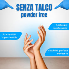 Carica l'immagine nel visualizzatore di Gallery, Bottari Guanti in Nitrile Monouso Blu, Senza Talco, Confezione da 100 Pezzi, Taglia XL, Anallergici, Resistenti