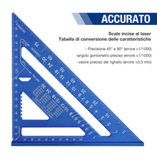 Carica l'immagine nel visualizzatore di Gallery, WORKPRO Squadra da Falegname Multifunzione 180mm, Righello Triangolare Metrico in Alluminio, Squadra Combinata 45° - 90°