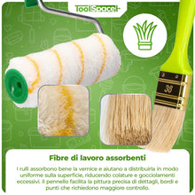 Carica l'immagine nel visualizzatore di Gallery, ToolSpace 9 Pezzi Set - Rullo Pittura Kit 2 x 18 cm con Rulli 2 x 11 cm con Manico - Pennelli Pelo Lungo 2 x 36 mm Vasch