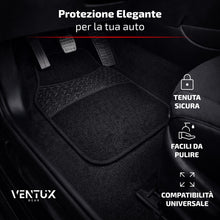 Carica l'immagine nel visualizzatore di Gallery, Set 4 Tappetini Auto Universali in Moquette Antiscivolo || Colore Nero || Anteriori e Posteriori || Protezione Interni A