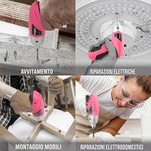 Carica l'immagine nel visualizzatore di Gallery, Hi-Spec Avvitatore Elettrico 3.6V USB, Kit Riparazioni Domestiche, Rosa
