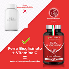 Carica l'immagine nel visualizzatore di Gallery, Ferro Bisglicinato 14 mg con Vitamina C 80 mg | 90 Capsule | Nutrimea