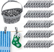 Carica l'immagine nel visualizzatore di Gallery, Set Mollette Bucato con Cestino Porta Mollette – 50 Pezzi per Lavanderia e Alimenti da Cucina con Barrette e Filo per Stendere il Bucato da Esterno, Cesta Bucato Portatile per Interni ed Esterni