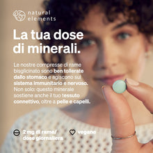 Carica l'immagine nel visualizzatore di Gallery, Rame – 365 compresse vegane – 2mg di rame per dose giornaliera – gusto neutro, alto dosaggio, senza additivi inutili – s