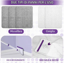 Carica l'immagine nel visualizzatore di Gallery, Pulitore per pareti e battiscopa, strumento di pulizia per battiscopa con manico lungo 144,8 cm, mocio per pareti con 5 panni riutilizzabili e spazzola con setole per soffitto, pavimento, finestra