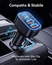 Carica l'immagine nel visualizzatore di Gallery, 90W 4-Porte Caricatore Auto USB C/A Caricabatterie Accendisigari + 1M Cavo