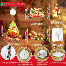 Carica l'immagine nel visualizzatore di Gallery, YeahBoom 4 Pezzi Lampada a Ventosa Per Natale,LED Luci Finestra Ventosa Natale,Motivo Dipinto Su Entrambi i Lati,Bordi S