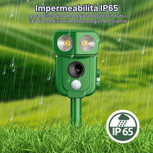 Carica l'immagine nel visualizzatore di Gallery, Repellente per Gatti Ultrasuoni Solare,120° Infrared Sensing - IP45 Impermeabile, 5 Modalità Regolabili, Caricamento Sol