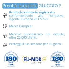 Carica l'immagine nel visualizzatore di Gallery, GLUCODY Cerotti Freestyle Libre 2 Ipoallergenici, Impermeabili, Traspiranti E Morbidi Con La Pelle/Marchio Specializzato