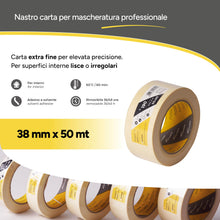 Carica l'immagine nel visualizzatore di Gallery, Boldrini Nastro Carta 50 mm x 50 m – Mascheratura e Verniciatura Professionale, Adesivo Forte ma Rimovibile Senza Residu
