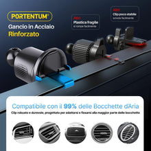 Carica l'immagine nel visualizzatore di Gallery, PORTENTUM Porta cellulare auto con gancio per presa d’aria – Nuova versione 2026 – Triplo aggancio – Rotazione 360° orie