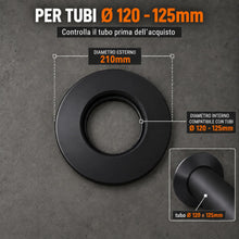 Carica l'immagine nel visualizzatore di Gallery, TYGERIX® Rosone Coprimuro Nero in Silicone da 120 e 125 mm | Rosetta Flessibile per Copertura Tubi di Caldaie Stufe e Qu