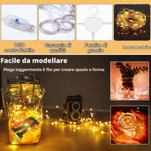 Carica l'immagine nel visualizzatore di Gallery, 3M * 3M Tenda Luminosa, 300 LED USB 8 modalità di Illuminazione con Timer e Telecomando, Esterno e Interno Addobbi, Cate