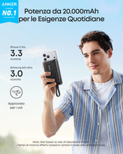 Carica l'immagine nel visualizzatore di Gallery, Anker Power Bank 20000mAh 30W con Cavo USB C Integrato (Nero)