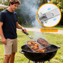 Carica l'immagine nel visualizzatore di Gallery, Cestino da Barbecue Pieghevole,Cestino Portatile per Barbecue con 2 Spazzole in Silicone,Cestello per Griglia in Acciaio