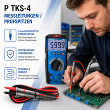 Carica l'immagine nel visualizzatore di Gallery, Peak Tech 1 Coppia Puntali multimetro Flessibile 120 cm, sicurezza – test kit di cavi, 1000 V AC/DC, 10 a, Cat III/IV, 1