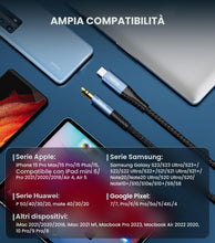Carica l'immagine nel visualizzatore di Gallery, Tisino Cavo USB C a Aux Jack 3,5mm, Cavo Audio Aux, 32Bit/384kHz, 0,5m