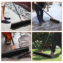 Carica l'immagine nel visualizzatore di Gallery, TreeLen Scopa a spinta da 61 cm per esterni, resistente, con manico lungo, setole rigide, per patio, cortile, garage, te
