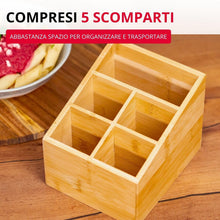 Carica l'immagine nel visualizzatore di Gallery, Westmark Organizer da cucina, 5 scomparti, Dimensioni: 13 x 13,5 x 16 cm, Bambù, Tapas + Friends, Marrone chiaro, 69842270