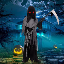 Carica l'immagine nel visualizzatore di Gallery, Tosekry Costume Halloween Bambino Vestito Halloween Bambino, Costumi Halloween Bambini Halloween Costume Bambino con Falce, Occhiali Luminosi e Catene (8-10 anni)