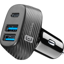 Carica l'immagine nel visualizzatore di Gallery, Cellularline - Caricabatterie da Auto per Accendisigari 12/24V- Ricarica Veloce 44W - 2 porte USB - 1 Porta USB C