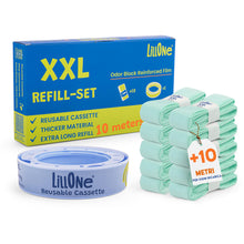 Carica l'immagine nel visualizzatore di Gallery, LillOne XXL-SET 10 Ricariche da Oltre 10 Metri + 1 Cassetta Riutilizzabile - Compatibili con Mangiapannolini Maialino Fo