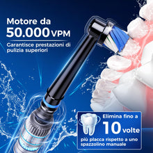Carica l'immagine nel visualizzatore di Gallery, Spazzolino Elettrico Rotante con Testina Tonda per Adulti e Bambini, 50.000 Movimenti/Min, 3 Intensità e 5 Modalità, 8 T