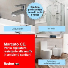 Carica l'immagine nel visualizzatore di Gallery, Fischer SAS Bianco, Silicone Sigillante Antimuffa interno/esterno a Base Acetica per Ambienti Sanitari come Bagno, Docci