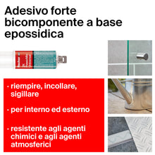 Carica l'immagine nel visualizzatore di Gallery, Fischer 2 Pz Mega Colla Epossidica Bicomponente PowerMix NTJH, Presa Rapida, Adesivo Trasparente per Incollare Metallo, 