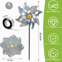 Carica l'immagine nel visualizzatore di Gallery, Repellente per Uccelli e Piccioni, 4 Pezzi per Uccelli e Uccelli, Riflettente, per Giardino, Balcone, Mulino a Vento Rif