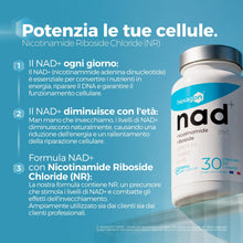 Carica l'immagine nel visualizzatore di Gallery, NAD+ Nicotinamide Riboside Chloride 300mg - +1 Mese di Cura - NAD Booster - Anti-Età e Contro la Fatica, Supporto Nervos