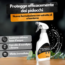 Carica l'immagine nel visualizzatore di Gallery, Spray Antipidocchi - 500 ml - Spray antipidocchi per tessuti e mobili - Protezione con estratto di eucalipto e crisantem