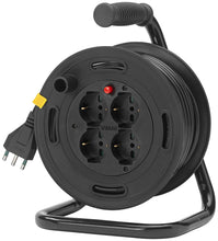 Carica l'immagine nel visualizzatore di Gallery, Vimar 0P32730 Avvolgicavo 16A 4 Uscite Universali 15M, Nero, 16.75 x 11.75 x 16.75 cm, 2.5 Kg
