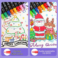 Carica l'immagine nel visualizzatore di Gallery, Artecho Pennarelli Acrilici Doppia Punta 24 Colori, Acrylic Marker con Pennello e Punta Fine, Ideali per Sassi, Legno,Te