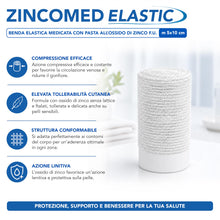 Carica l'immagine nel visualizzatore di Gallery, AIESI® Benda elastica medicata con pasta all’ossido di zinco F.U. m 5x10 cm ZINCOMED ELASTIC, Made in Italy