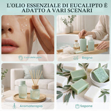 Carica l'immagine nel visualizzatore di Gallery, Olio Essenziale di Eucalipto 100 ml, Essenza Naturale per Diffusore di Aromi, Aromaterapia, Umidificatore e Massaggi, Ar