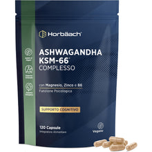 Carica l'immagine nel visualizzatore di Gallery, Magnesio e Ashwagandha KSM-66 Alto Dosaggio - 120 Compresse Vegane