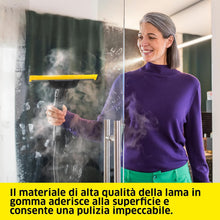 Carica l'immagine nel visualizzatore di Gallery, KÄRCHER bocchetta per finestre Comfort con lama tergivetro lunga e flessibile in gomma per una pulizia igienizzante dei vetri, accessorio originale per i pulitori a vapore Kärcher