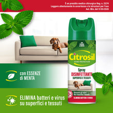 Carica l'immagine nel visualizzatore di Gallery, Citrosil Disinfettante Spray Superfici e Tessuti, essenze di menta, 300 ml