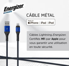 Carica l'immagine nel visualizzatore di Gallery, Energizer Cavo Lightning USB-A 1,2 m, Connettori Metallo, Certificato MFi