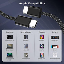 Carica l'immagine nel visualizzatore di Gallery, YISH Cavo USB C to USB C 60W：[0.5M+1M+1M+2M] PD3.0 Cavo USB Type C to Type C Ricarica Rapida 4Pezzi Nylon Intrecciato Ca