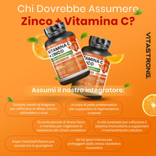 Carica l'immagine nel visualizzatore di Gallery, Vitamina C 1000mg Zinco Vitastrong Vegan, 1 Compressa/Giorno (Scorta 5 Mesi) Qualità Premium, Vitamina C Zinco Integrato