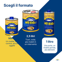 Carica l'immagine nel visualizzatore di Gallery, ANTITARLO LT. 1 - base solvente attivo contro tarli, larve, termiti e parassiti del legno - liquido pronto all'uso