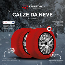 Carica l'immagine nel visualizzatore di Gallery, R.Evolution Calze da Neve Omologate Italia RRR, 2 Calze, Taglia L, Rosso, Catene da Neve Tessili per R14 - R20 (Misure p