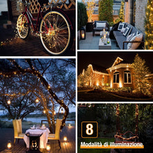 Carica l'immagine nel visualizzatore di Gallery, btfarm 2 Pacchi Luci Solari Esterno, 15+2M 150LED Catena Luminosa Esterno Solare, 8 Modalità Impermeabili Filo di Rame L